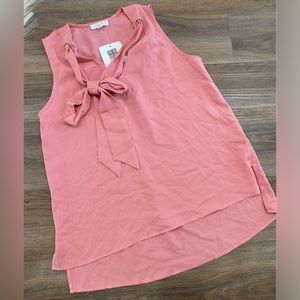 nwt MINE Pink Boutique Tank Top Blouse with front Tie